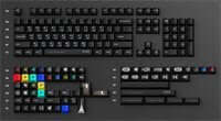 Interstellar keycaps met kosmische symbolen en dye-subbed legendingen